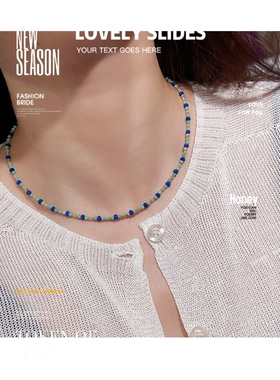 天然绿松石小米珠新中式锁骨链