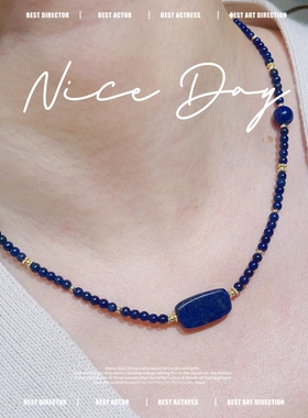 原创小众天然青金石锁骨链女款