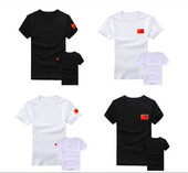 中国旗t恤男紧身军迷t恤体能特种兵训练服T恤圆领黑白色