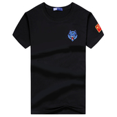 背心体恤 作训t恤国旗军迷男士 刺绣狼头特种兵T恤圆领短袖 半袖