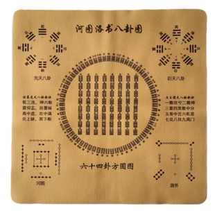 新周易64卦速查工具布六十四卦方圆图先后天八卦图易经桌布PU皮革