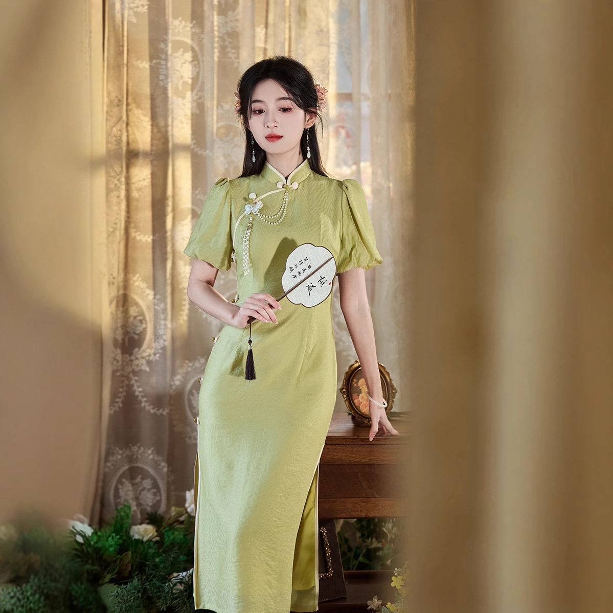 春夏款绿色旗袍2025年新款日常改良国风小个子新中式女装国风