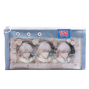 蓝果新款牛仔笔袋高颜值痛层中小学男生痛包小食量上课黑笔收纳多功能透明大容量谷子痛笔袋文具盒女孩文具袋