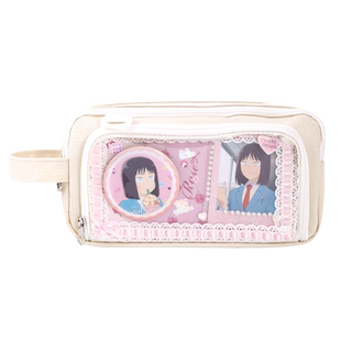 蓝果痛包笔袋极简生活小食量二次元手提痛笔袋大容量谷子吧唧收纳包高颜值简约透明痛层分层收纳中学生文具袋