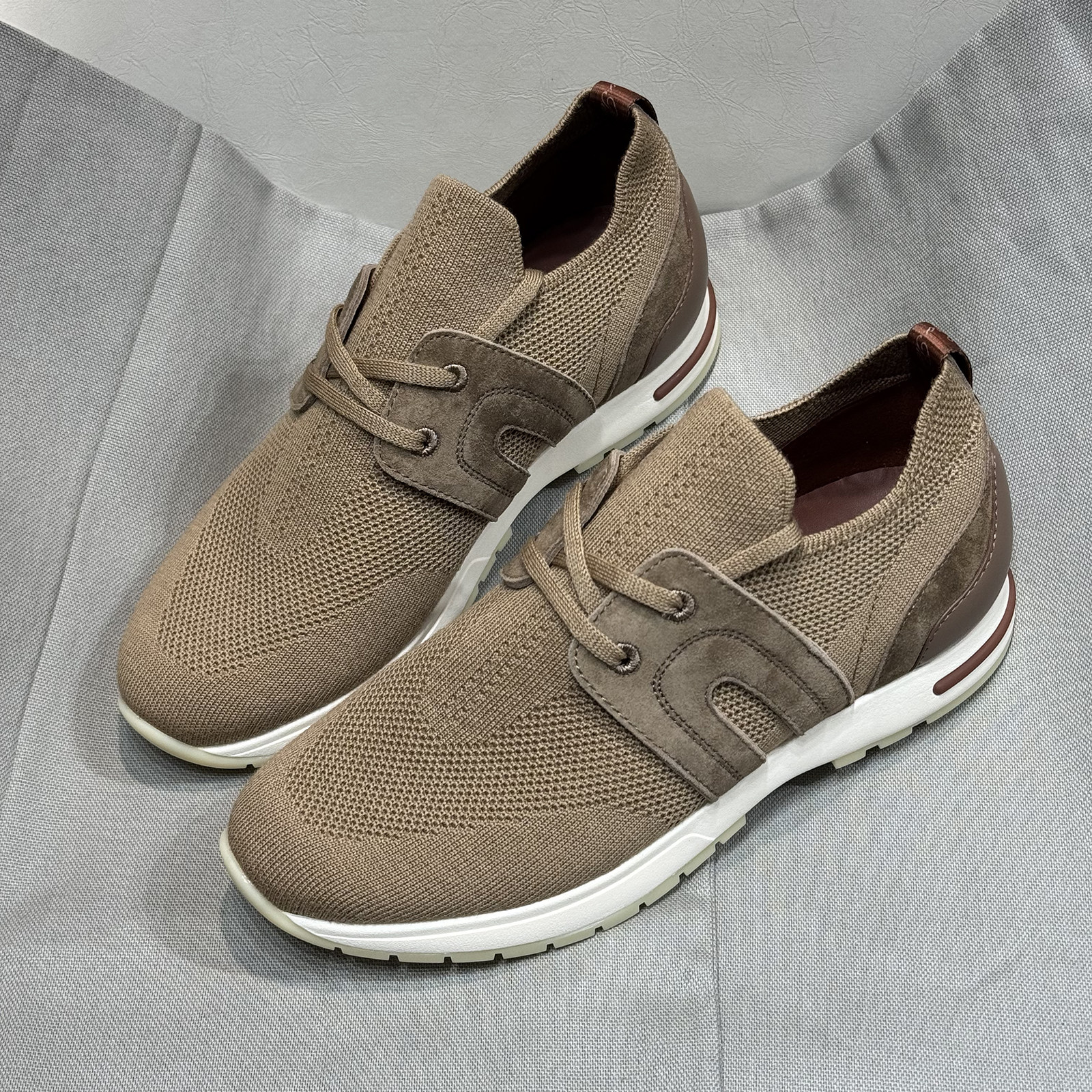 超轻巨好穿羊毛针织运动鞋麂皮拼接系带平底透气舒适休闲鞋女跑鞋