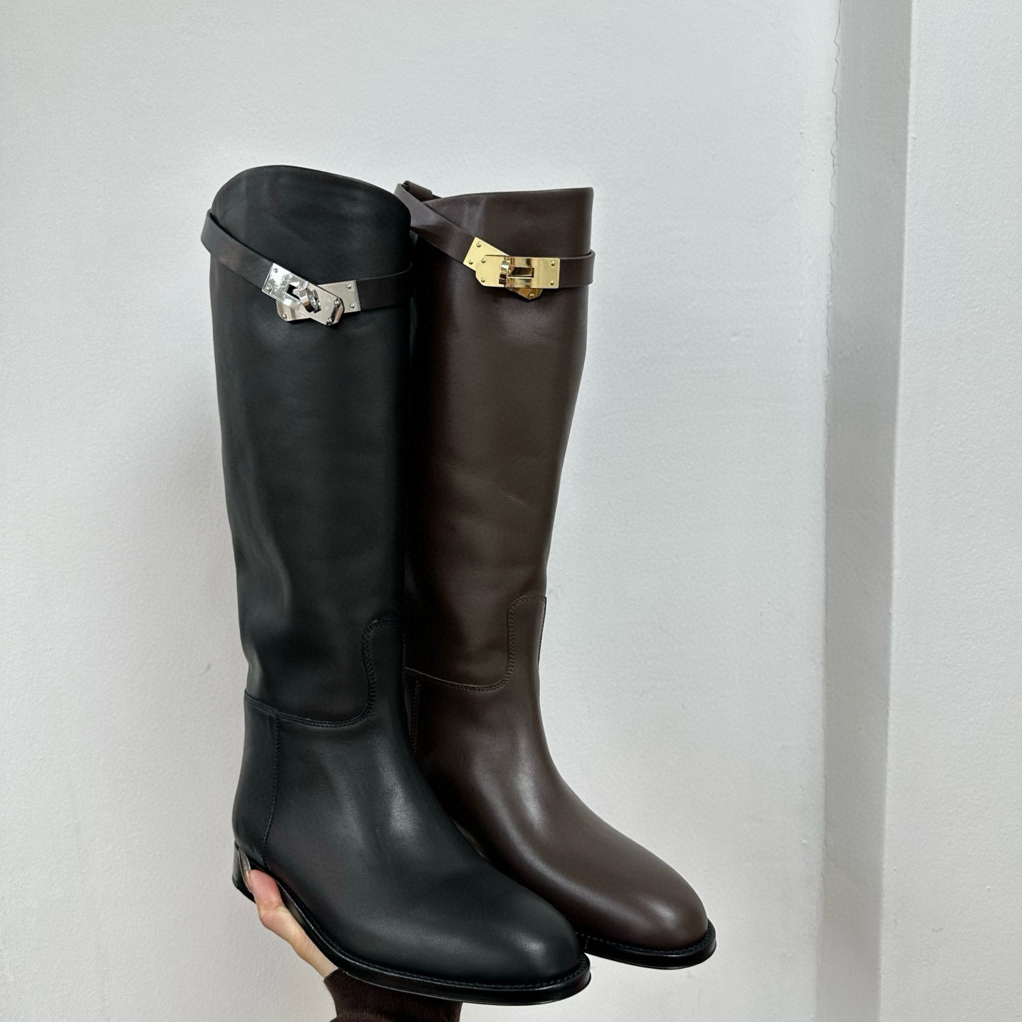 超软皮法式新款kelly扣长靴骑士靴女平底真皮高筒靴不过膝女靴子,女鞋,骑士靴,淘宝优惠券,粉丝福利购,淘宝优惠卷