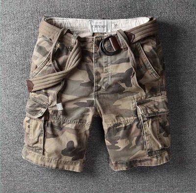 欧美复古户外多口袋迷彩五分裤