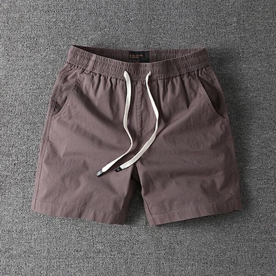 夏季薄款速干四分裤男士高档松紧腰纯棉修身直筒工装短裤沙滩裤男