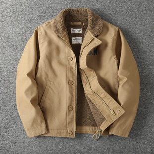 美式复古N1甲板服加厚羔羊绒保暖御寒男装棉衣外套冬季工装夹克男