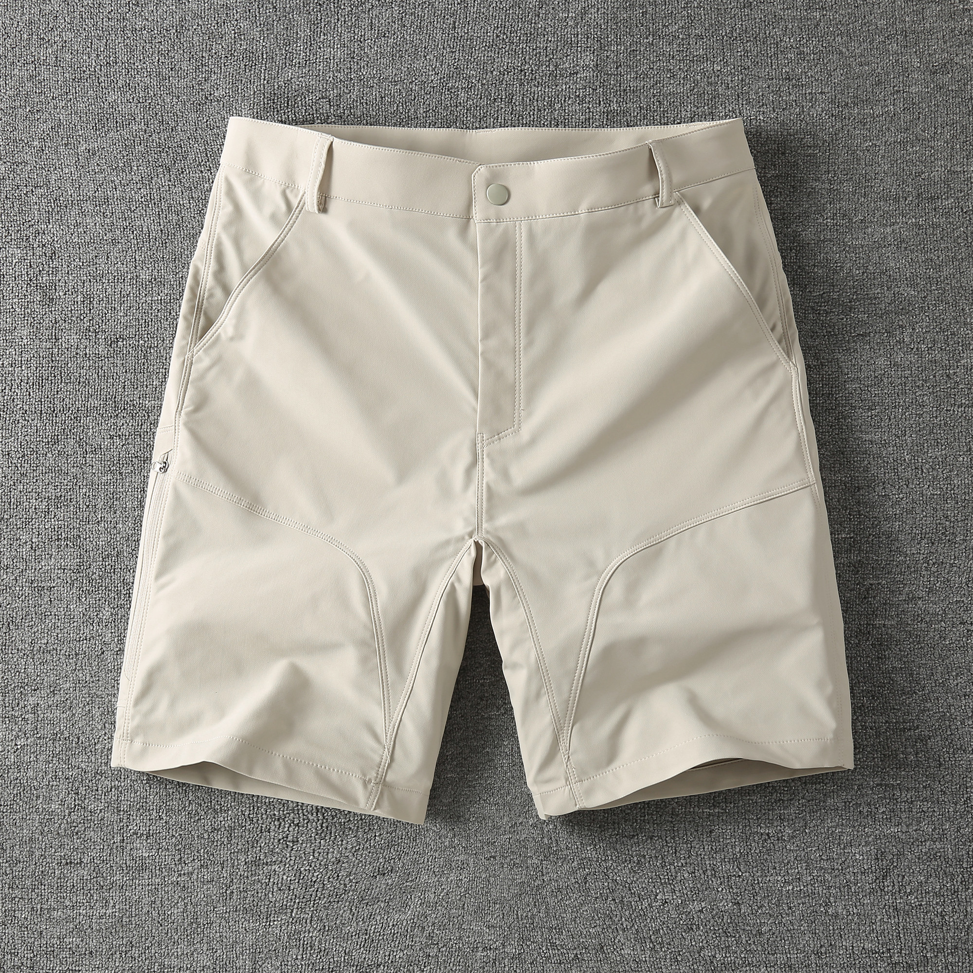 夏季薄款速干五分裤男士户外运动登山冰丝中裤透气拉链休闲短裤男