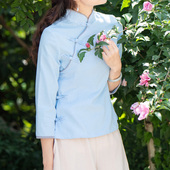 九分袖 玉想 旗袍上衣 原创女装 中国风国学茶人服修身 春和 新中式