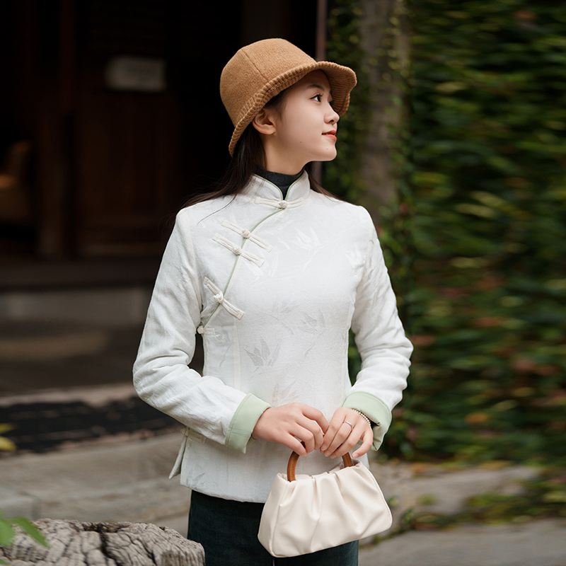 玉想丝麻2023修身中式女装