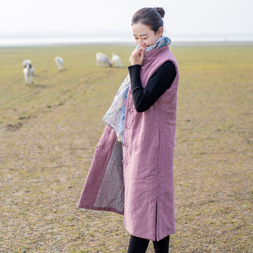 文艺盘扣玉想棉麻马甲