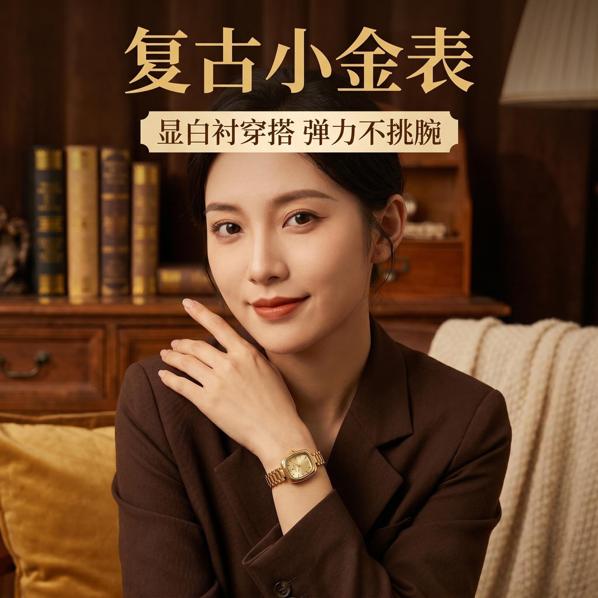 复古小金表手表女款轻奢小众气质小表盘女表高级送女友礼物时尚女