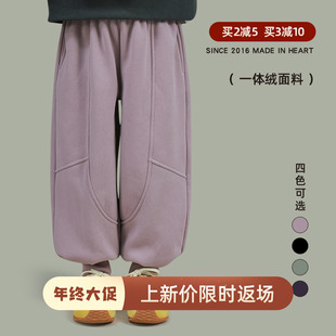 大耳象女童收口加绒运动裤冬季新款宝儿厚休闲百搭保暖锁温长裤子