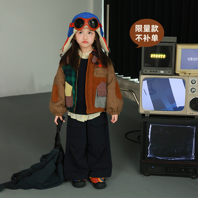 utouot冬季拼布口袋外套