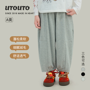 宝儿休闲百搭宽松慵懒长裤 新款 子 2026春季 大耳象女童纯色直筒裤