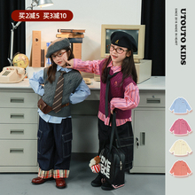 utouto大耳象女童条纹衬衫2025秋季新款宝儿纯棉百搭长袖外套上衣