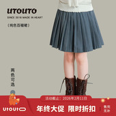 大耳象女童百褶半裙秋季 新款 宝儿学院风百搭短裙子