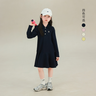 大耳象女童polo领连衣裙2026春季新款宝儿小标刺绣休闲长袖裙子