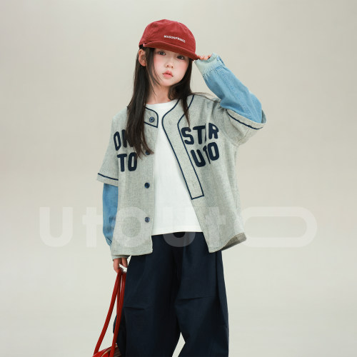 utouto春季拼接休闲棒球外套