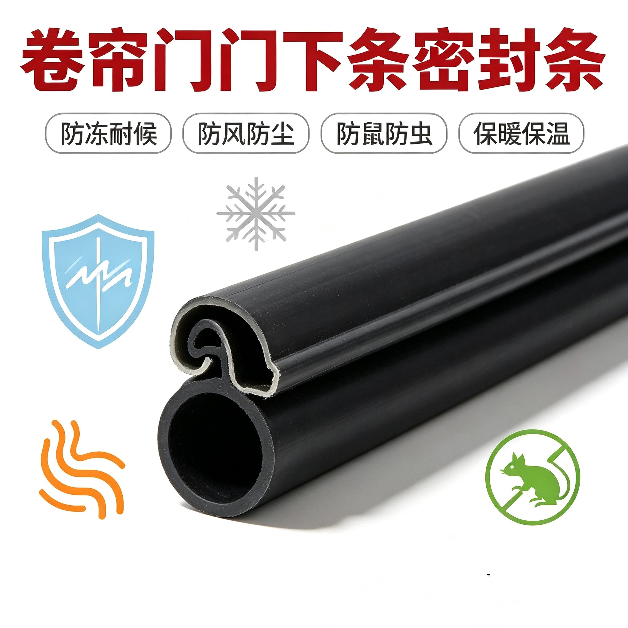 卷帘门密封条加厚防风隔音防水卷闸门底部胶条防尘防老鼠防冻保温