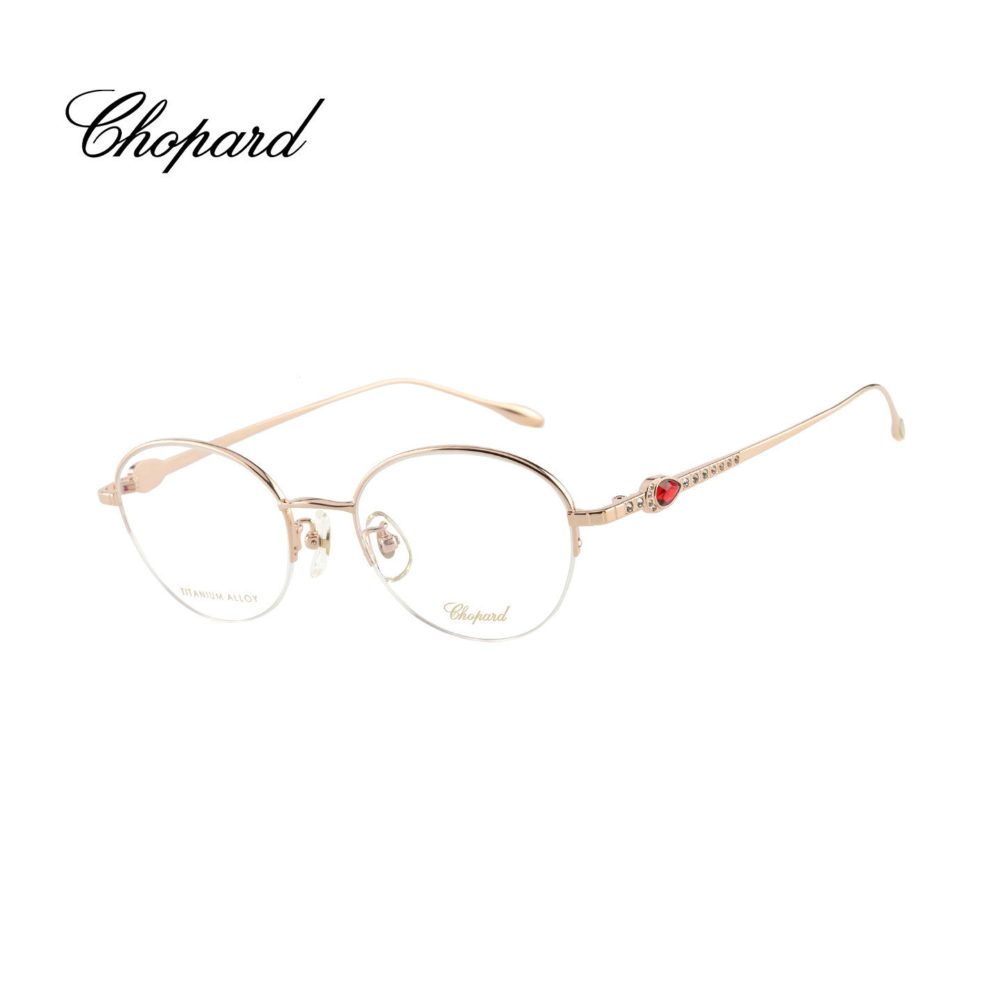 【门店自提】CHOPARD萧邦眼镜框女陈梦同款椭圆框钛金眼镜VCHL99J