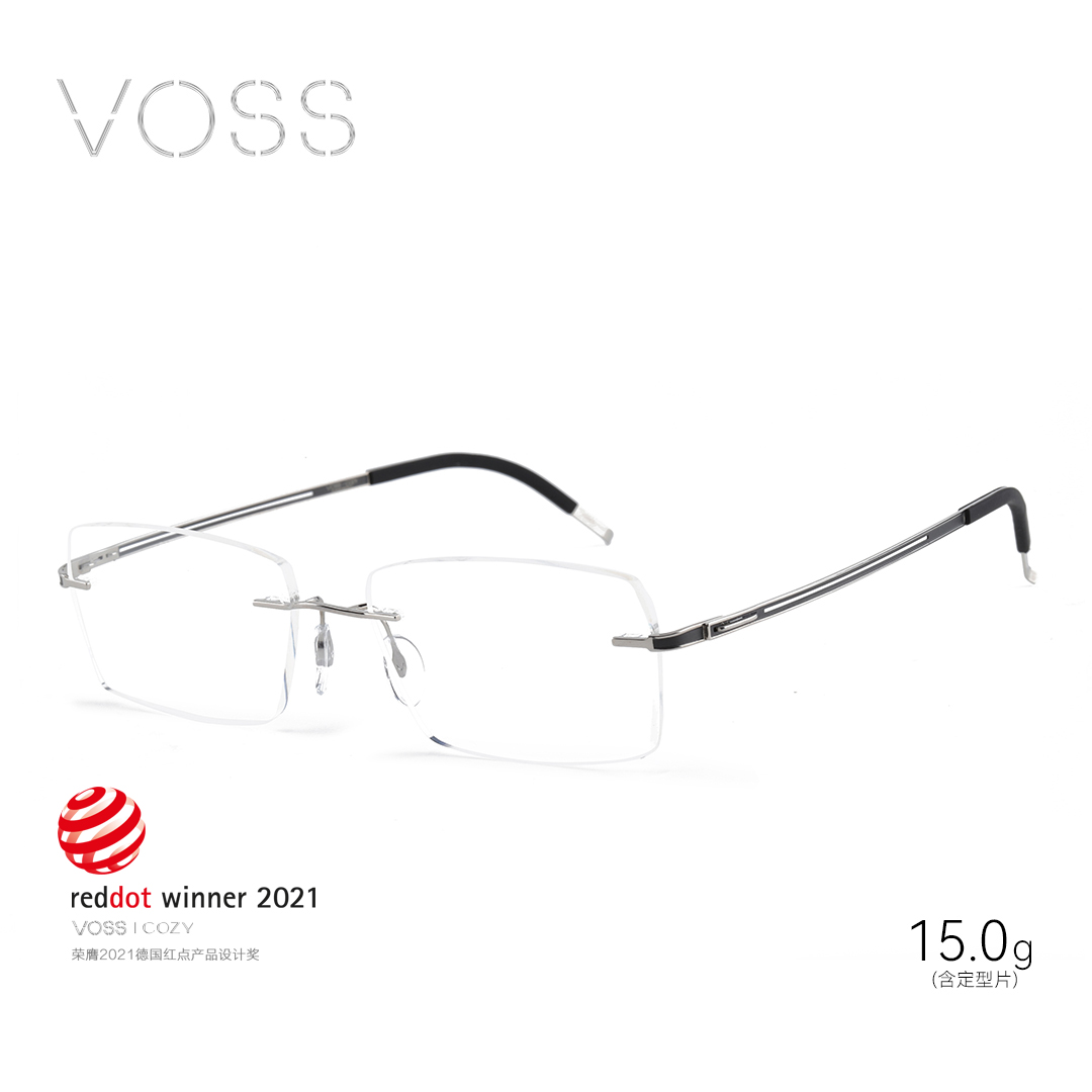 VOSS无框眼镜COZY简约色彩肌理系列商务超轻男无螺丝近视镜架V233