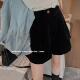 外穿丝绒休闲短裤 欧洲站2025春夏新款 复古松紧高腰显瘦阔腿裤 女潮