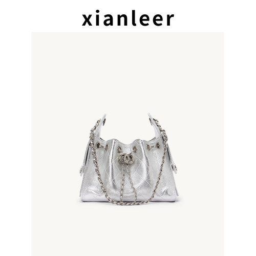XIANLEER香蕾尔麂皮革女包2026新款小香风菱格链条包单肩包斜挎包