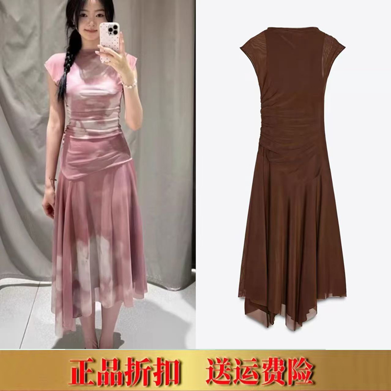 2025女装春季新品褶皱绢网立领无袖不对称迷笛连衣裙 5039311 116