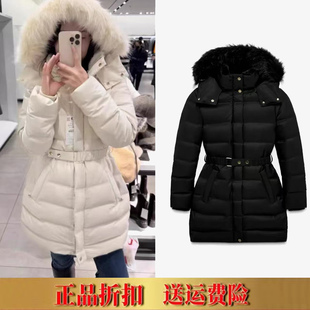 ZA家冬季新女装可拆人造皮草效果毛领连帽羽绒服棉服外套 8073243