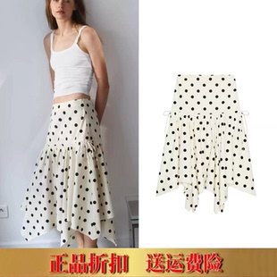 ZA家春夏女装甜美风中腰A字型中长款蝴蝶结系带波点半身裙1255457