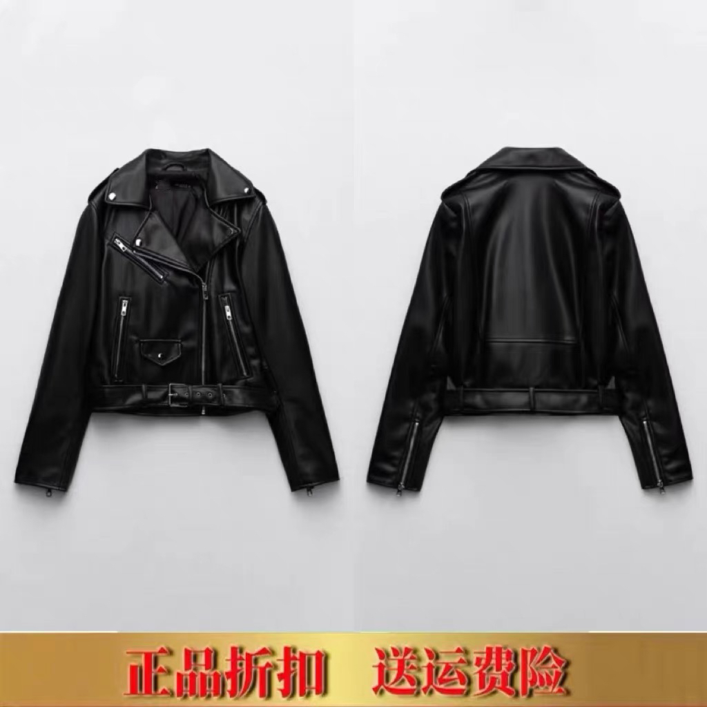 女装仿皮机车款夹克皮衣外套