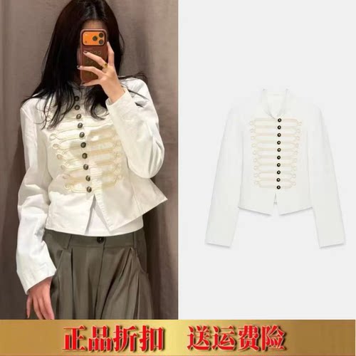 ZA家夏季新品女装小香风立领长袖圆领拿破仑修身夹克外套 4341764