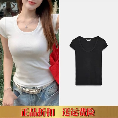 ZA家2026春夏新辣妹复古基础款短袖修身多色选低圆领T恤女3431153