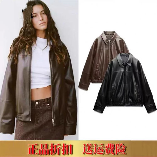 2026 新品女装 中长款仿皮飞行员夹克皮衣外套 4391864