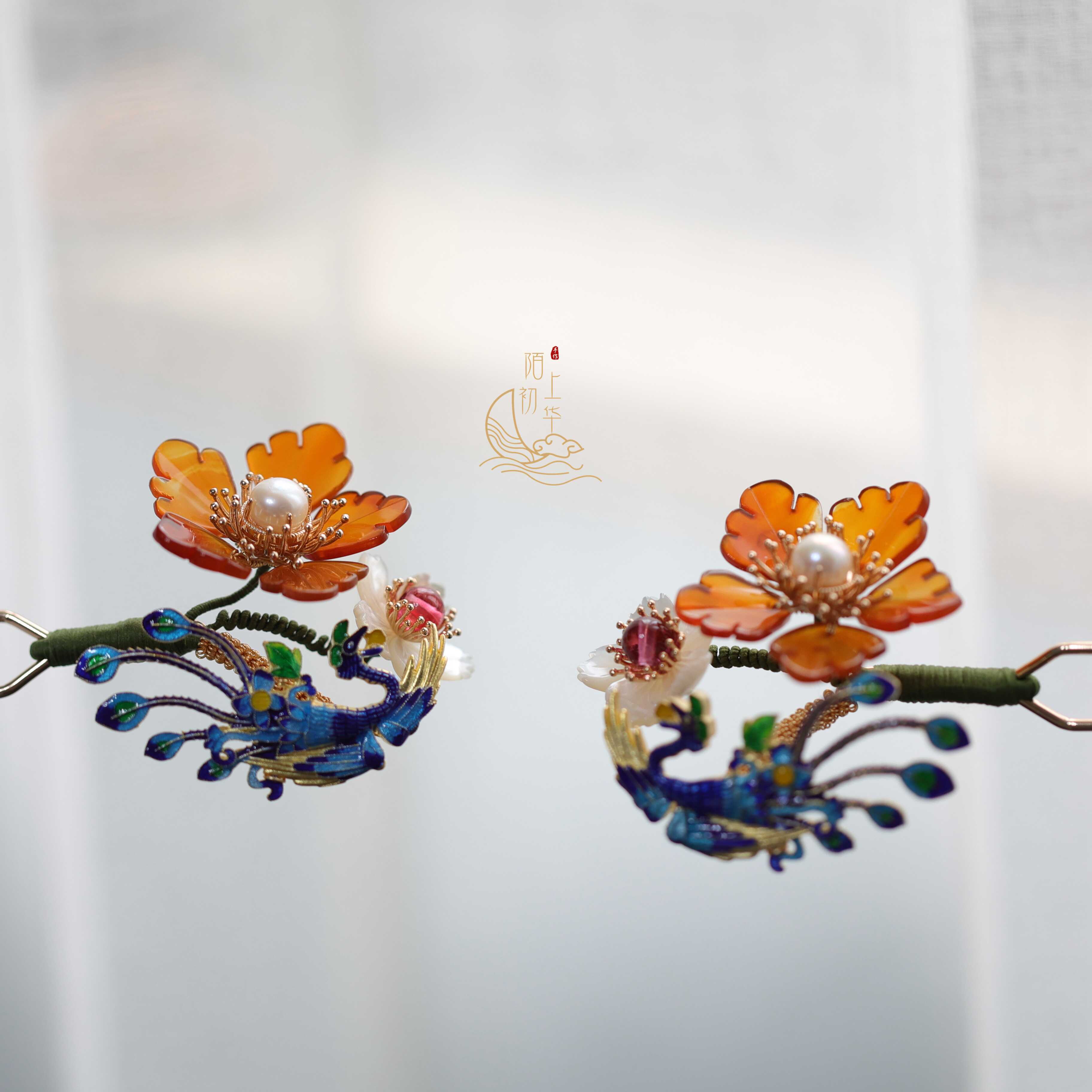 复古牡丹花点缀原创设计汉服头饰