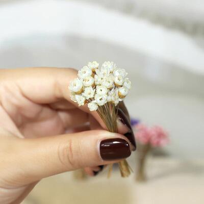 娃娃屋迷你微缩干花花束加玻璃瓶