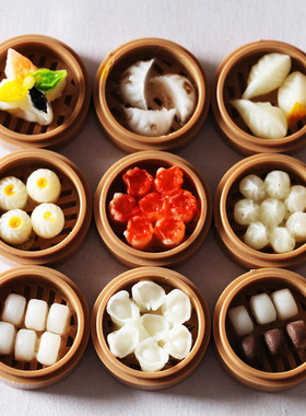 1:12娃娃屋Dollhous微缩食玩仿真蒸笼美食小吃港式茶餐厅场景模型