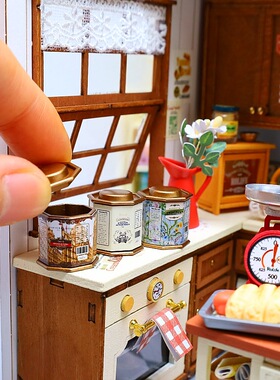 1:12娃娃屋Dollhouse迷你微缩食玩OB11/BJD场景欧式茶叶罐子摆件