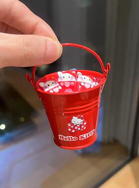 1:12娃娃屋Dollhouse迷你微缩OB11场景合金KT红色冰镇雪糕铁桶