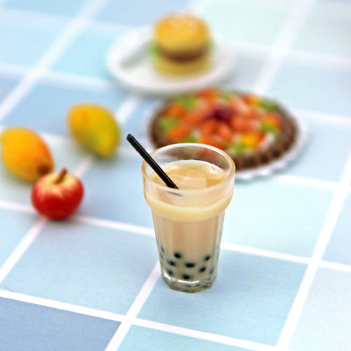 迷你微缩食玩茶餐厅柠檬茶奶茶