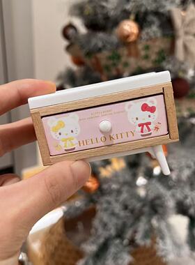 1:12娃娃屋Dollhouse迷你微缩食玩OB11/BJD粉色KT床头柜抽屉柜