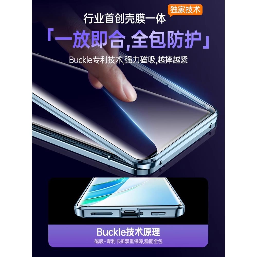 适用荣耀x50手机壳防偷窥新款honorx50磁吸防摔镜头全包金属边框超薄男女保护套钢化外壳膜一体创意+gt透明潮