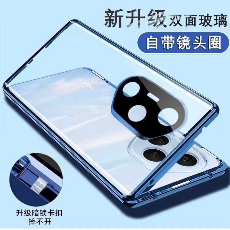 适用荣耀400手机壳新款保护套honor400pro双面玻璃全包镜头防偷窥磁吸防摔透明钢化膜超薄外壳pro男潮女创意