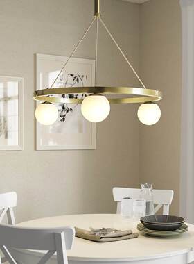 宜家代购阿特斯普林吊灯乳白色玻璃镀黄铜73CM家用约现代创意吊灯