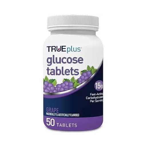 TRUEplus? Glucose Tablets， Grape Flavor - 50ct Bottle