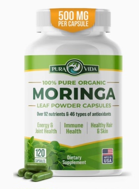 PURA VIDA MORINGA Capsules Single Origin Moringa Powder Orga