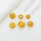 古法包金保色镂空铜镶锆石转运珠DIY手链项链饰品散珠配珠配件